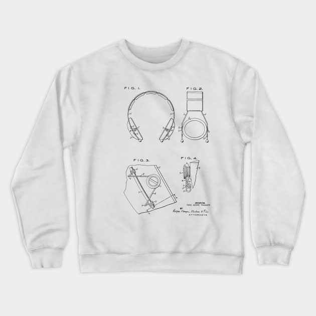 Head Strap Connecting Mechanism Vintage Patent Hand Drawing Crewneck Sweatshirt by TheYoungDesigns